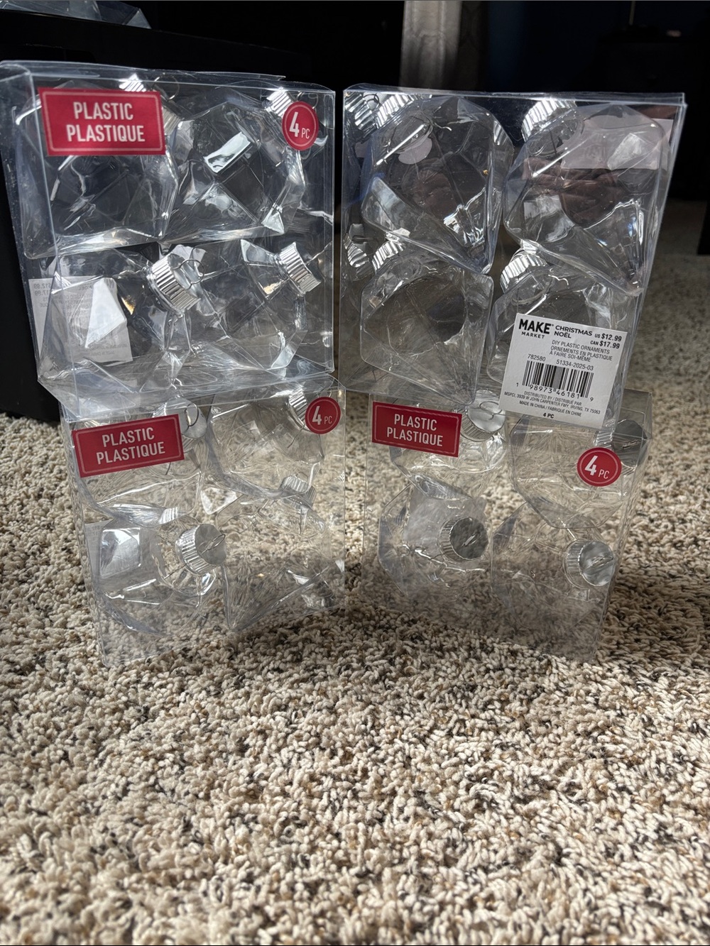 NWT Micheal’s Christmas decorations. DIY plastic ornaments. Make Market